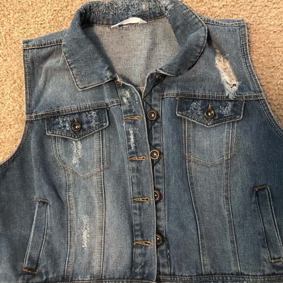 Highway Jeans Tops - 🔴 WOMENS “HIGHWAY JEANS” BRAND DISTRESSED BLUE JEAN VEST “NEW” SIZE LARGE